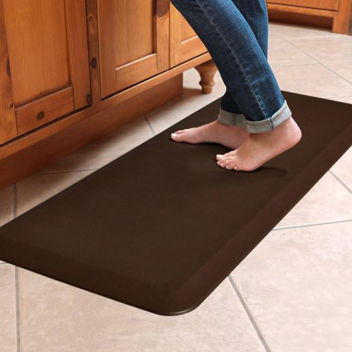  NewLife by GelPro Anti-Fatigue Designer Comfort Kitchen Floor Mat, 20x48”, Leather Grain Truffle Stain Resistant Surface with 3/4” Thick Ergo-foam Core for Health and Wellness