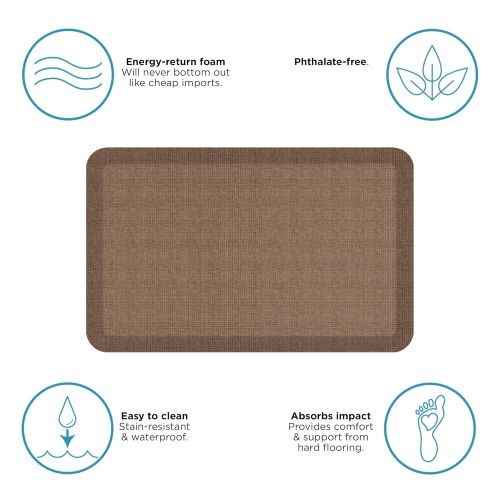  NewLife by GelPro Anti-Fatigue Designer Comfort Kitchen Floor Mat, 20x32”, Tweed Light Walnut Stain Resistant Surface with 3/4” Thick Ergo-foam Core for Health and Wellness