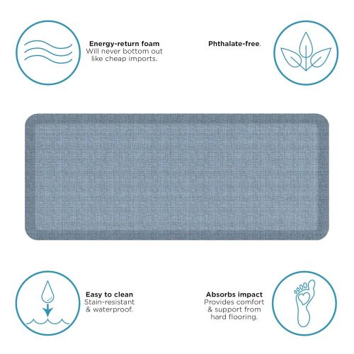  NewLife by GelPro Anti-Fatigue Designer Comfort Kitchen Floor Mat, 20x48, Tweed Hydrangea Stain Resistant Surface with 3/4” Thick Ergo-foam Core for Health and Wellness
