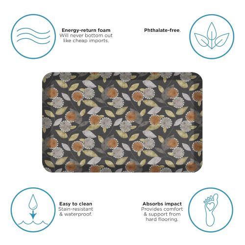  NewLife by GelPro Anti-Fatigue Designer Comfort Kitchen Floor Mat, 20x32”, Origami Smokey Night Stain Resistant Surface with 3/4” Thick Ergo-foam Core for Health and Wellness