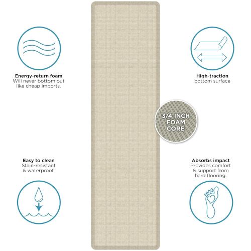  NewLife by GelPro Anti-Fatigue Designer Comfort Kitchen Floor Mat, 30x108, Tweed Antique White Stain Resistant Surface with 3/4” Thick Ergo-foam Core for Health and Wellness