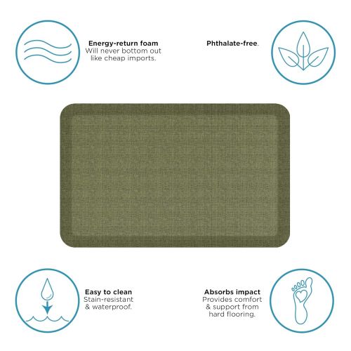  NewLife by GelPro Anti-Fatigue Designer Comfort Kitchen Floor Mat, 20x32”, Tweed Green Valley Stain Resistant Surface with 3/4” Thick Ergo-foam Core for Health and Wellness