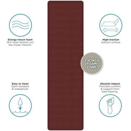  NewLife by GelPro Anti-Fatigue Designer Comfort Kitchen Floor Mat, 30x108”, Grasscloth Crimson Stain Resistant Surface with 3/4” Thick Ergo-foam Core for Health and Wellness