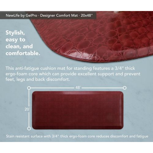  NewLife by GelPro Anti-Fatigue Designer Comfort Kitchen Floor Mat, 20x48”, Pebble Pomegranate Stain Resistant Surface with 3/4” Thick Ergo-foam Core for Health and Wellness