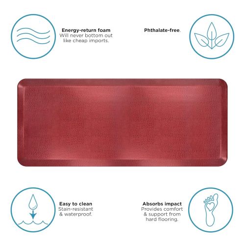  NewLife by GelPro Anti-Fatigue Designer Comfort Kitchen Floor Mat, 20x48”, Pebble Pomegranate Stain Resistant Surface with 3/4” Thick Ergo-foam Core for Health and Wellness