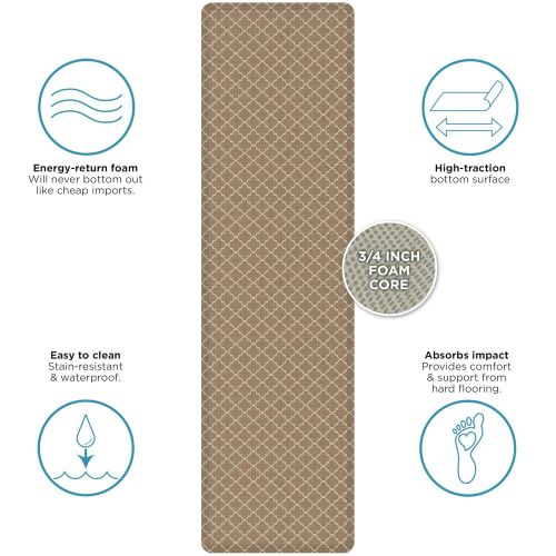  NewLife by GelPro Anti-Fatigue Designer Comfort Kitchen Floor Mat, 30x108”, Lattice Tan Stain Resistant Surface with 3/4” Thick Ergo-foam Core for Health and Wellness