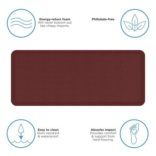  NewLife by GelPro Anti-Fatigue Designer Comfort Kitchen Floor Mat, 20x48”, Grasscloth Crimson Stain Resistant Surface with 3/4” Thick Ergo-foam Core for Health and Wellness