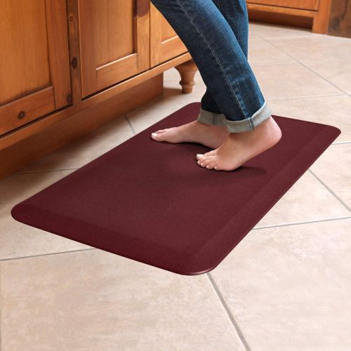  NewLife by GelPro NewLife By GelPro Anti-Fatigue Kitchen Floor Mat Stain Resistant Surface with 3/4 Thick Ergo-foam Core for Health and Wellness, 20 x 32, Leather Grain Cranberry