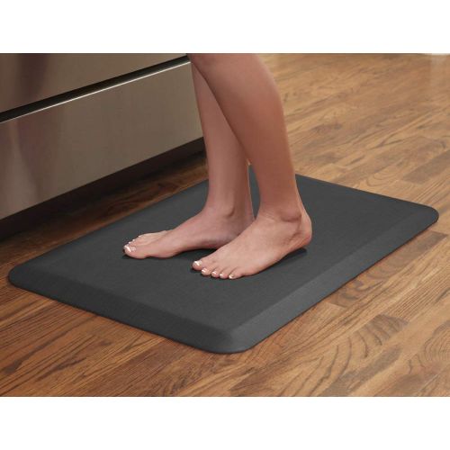  NewLife by GelPro Anti-Fatigue Designer Comfort Kitchen Floor Mat, 20x32”, Grasscloth Charcoal Stain Resistant Surface with 3/4” Thick Ergo-foam Core for Health and Wellness