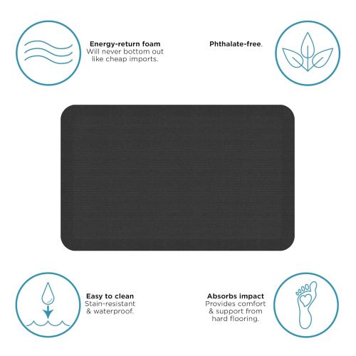  NewLife by GelPro Anti-Fatigue Designer Comfort Kitchen Floor Mat, 20x32”, Grasscloth Charcoal Stain Resistant Surface with 3/4” Thick Ergo-foam Core for Health and Wellness