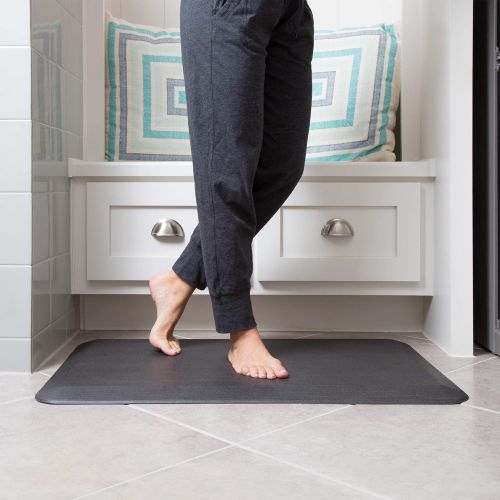  NewLife by GelPro Anti-Fatigue Designer Comfort Kitchen Floor Mat, 20x32”, Grasscloth Charcoal Stain Resistant Surface with 3/4” Thick Ergo-foam Core for Health and Wellness