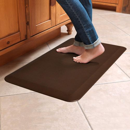  NewLife By GelPro Anti-Fatigue Designer Comfort Kitchen Floor Mat Stain Resistant Surface with 3/4” Thick Ergo-foam Core for Health and Wellness, 20 x 32, Leather Grain Truffle