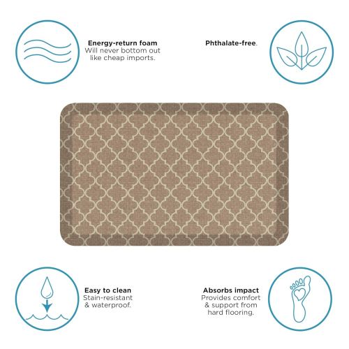  NewLife by GelPro Anti-Fatigue Designer Comfort Kitchen Floor Mat, 20x32”, Lattice Tan Stain Resistant Surface with 3/4” Thick Ergo-foam Core for Health and Wellness