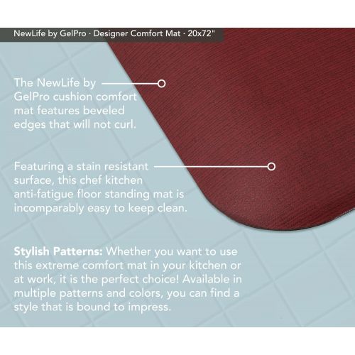  NewLife by GelPro Designer Comfort Mat, 20 by 72-Inch, Grasscloth Crimson