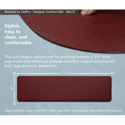 NewLife by GelPro Designer Comfort Mat, 20 by 72-Inch, Grasscloth Crimson