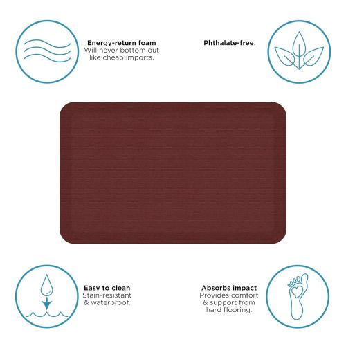  NewLife by GelPro Anti-Fatigue Designer Comfort Kitchen Floor Mat, 20x32”, Grasscloth Crimson Stain Resistant Surface with 3/4” Thick Ergo-foam Core for Health and Wellness