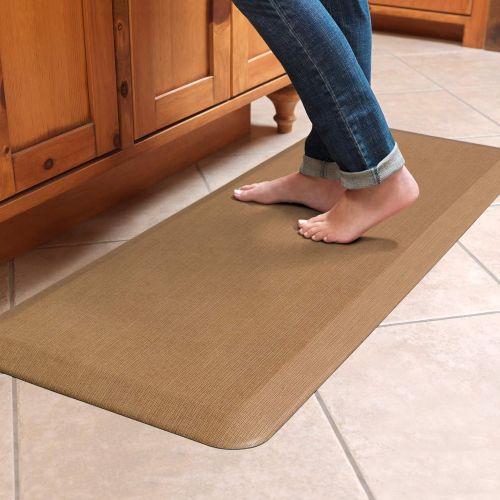  NewLife by GelPro Anti-Fatigue Designer Comfort Kitchen Floor Mat, 20x48”, Grasscloth Khaki Stain Resistant Surface with 3/4” Thick Ergo-foam Core for Health and Wellness