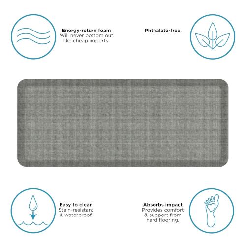  NewLife by GelPro Anti-Fatigue Designer Comfort Kitchen Floor Mat, 20x48, Tweed Grey Goose Stain Resistant Surface with 3/4” Thick Ergo-foam Core for Health and Wellness