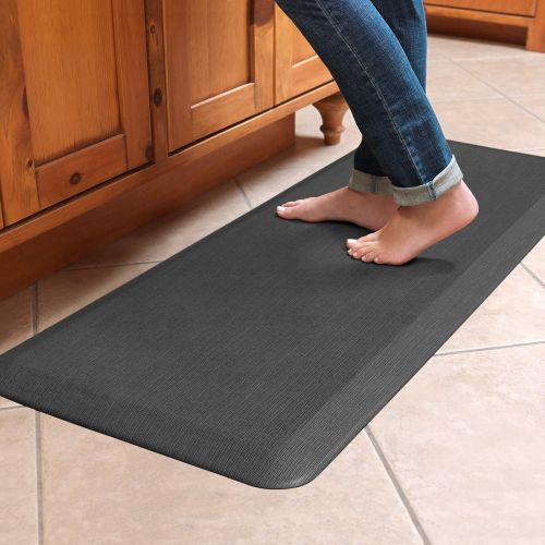  NewLife by GelPro Anti-Fatigue Designer Comfort Kitchen Floor Mat, 20x48”, Grasscloth Charcoal Stain Resistant Surface with 3/4” Thick Ergo-foam Core for Health and Wellness