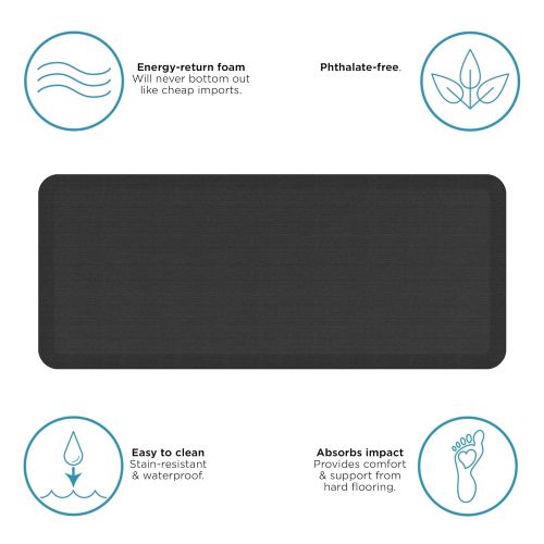  NewLife by GelPro Anti-Fatigue Designer Comfort Kitchen Floor Mat, 20x48”, Grasscloth Charcoal Stain Resistant Surface with 3/4” Thick Ergo-foam Core for Health and Wellness