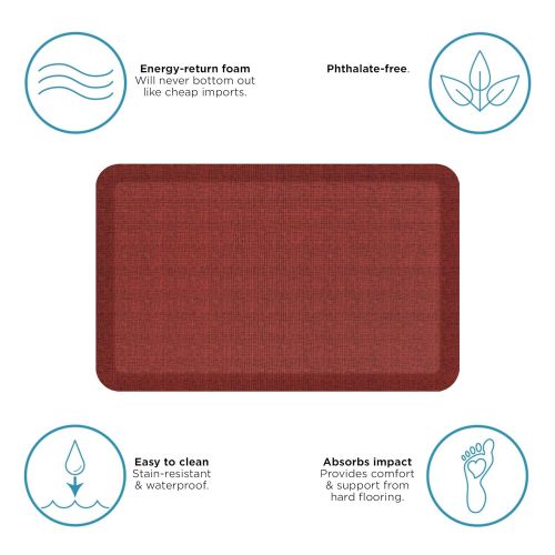  NewLife by GelPro Anti-Fatigue Designer Comfort Kitchen Floor Mat, 20x32”, Tweed Barn Red Stain Resistant Surface with 3/4” Thick Ergo-foam Core for Health and Wellness