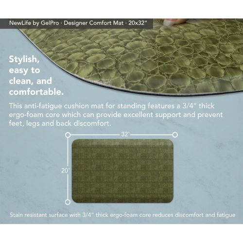  NewLife by GelPro 106-11-2032-5 Anti-Fatigue Designer Comfort Kitchen Floor Mat Stain Resistant Surface with 3/4” Thick Ergo-foam Core for Health and Wellness, 20 x 32, Pebble Palm