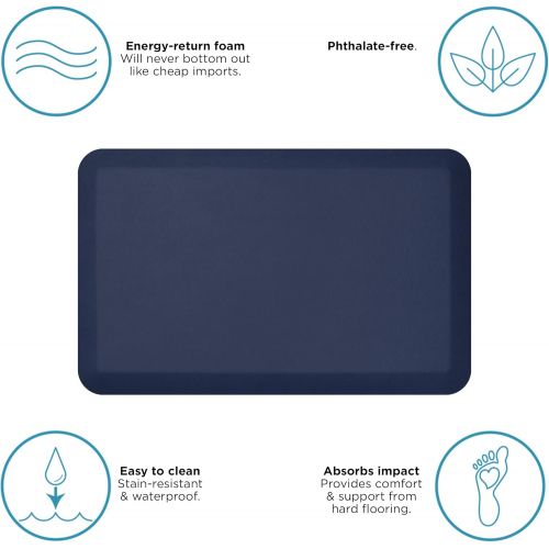  NewLife by GelPro NewLife By GelPro Anti-Fatigue Designer Comfort Kitchen Floor Mat Stain Resistant Surface with 3/4” Thick Ergo-foam Core for Health and Wellness, 20 x 32, Leather Grain Navy