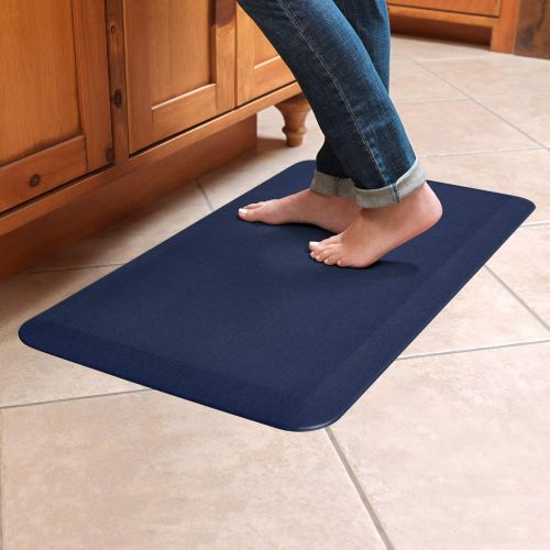  NewLife by GelPro NewLife By GelPro Anti-Fatigue Designer Comfort Kitchen Floor Mat Stain Resistant Surface with 3/4” Thick Ergo-foam Core for Health and Wellness, 20 x 32, Leather Grain Navy