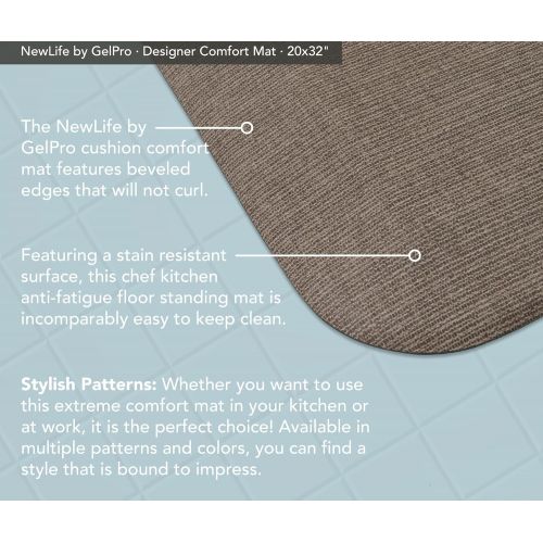  NewLife by GelPro Anti-Fatigue Designer Comfort Kitchen Floor Mat, 20x32”, Grasscloth Pecan Stain Resistant Surface with 3/4” Thick Ergo-foam Core for Health and Wellness