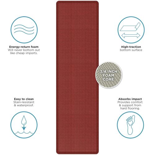  NewLife by GelPro Anti-Fatigue Designer Comfort Kitchen Floor Mat, 30x108, Tweed Barn Red Stain Resistant Surface with 3/4” Thick Ergo-foam Core for Health and Wellness