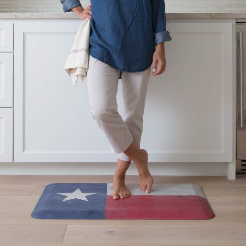  NewLife by GelPro Anti-Fatigue Designer Comfort Kitchen Floor Mat, 20x32, Rustic Texas Flag Stain Resistant Surface with 3/4 Thick Ergo-foam core for Health and Wellness