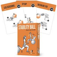 NewMe Fitness Exercise Cards Stability, Balance Ball - Includes 6, Total Body at Home Workouts : Extra Large, Waterproof, Durable with Diagrams & Instructions : Portable Fitness for Men & Women