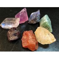 NewMoonBeginnings raw stone 7 chakra set - 7 piece chakra stone set - seven chakra stones - chakra crystal set - chakra set - raw crystals and stones - reiki