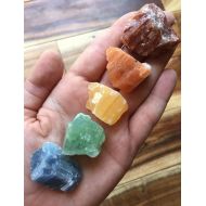 NewMoonBeginnings Rough Calcite Set - Healing Crystals and Stones - Green Calcite - Blue Calcite - Red Calcite - Orange Calcite - Yellow Calcite - Healing