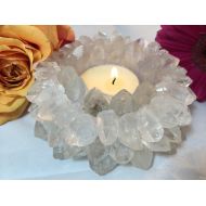 NewMoonBeginnings raw quartz cluster candle holder - quartz candle holder - quartz candle - quartz cluster tealight candle holder - quartz crystal candle