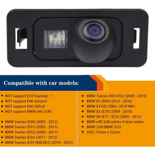  Newbee_EU_STORE Reversing Camera in Number Plate Light Parking Aid Vehicle Specific Camera Integrated in Number Plate Light for BMW 5 Series E39 E60 BMW 3 Series EE91 E92 E90 X5 E53 E70 X3 F25 (E8