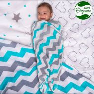 Newborn Baby Organic Muslin Swaddle Blankets, Safe and Soft, Super Large with 2 Bibs Gift.