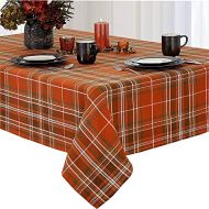 Newbridge Loden Autumn Plaid Thanksgiving Fabric Weave Tablecloth, 100% Woven Woven Cotton Fall Plaid Tablecloth, 60 Inch x 84 Inch Oval