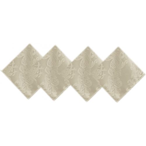  [아마존베스트]Newbridge Barcelona Luxury Damask Fabric Napkin Set, 100% Polyester, No Iron, Soil Resistant Party, Banquet and Holiday Napkins, Set of 4 Fabric Napkins, Antique White