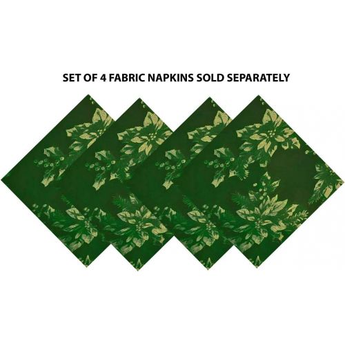  Newbridge Metallic Holiday Poinsettia Damask Christmas Holiday Tablecloth 60 x 84 Inch Oblong/Rectangle, Hunter/Gold