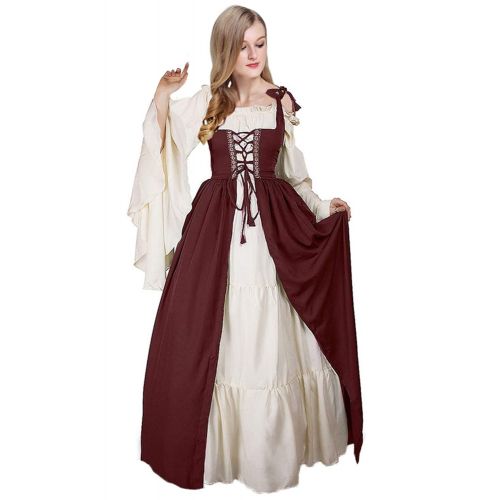  Newcos Boho Renaissance Costume for Women Halloween Irish Medieval Dress
