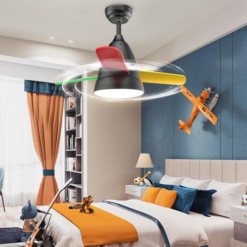  Small Ceiling Fans, Newday 36 Ceiling Fan with Lights and Remote, Modern Ceiling Fans with 3 Reversible Blades, DC Motor, for Kids Room or Other Indoor Use