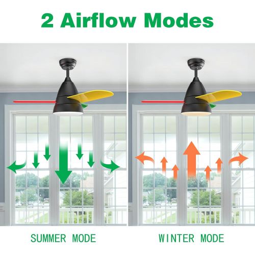  Small Ceiling Fans, Newday 36 Ceiling Fan with Lights and Remote, Modern Ceiling Fans with 3 Reversible Blades, DC Motor, for Kids Room or Other Indoor Use