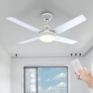 Newday Ceiling Fan with Lights and Remote, 48-in White Ceiling Fan with 4 Reversible Blades, Quit Motor, 3 Speed, Modern Ceiling Fan Adjustable Color Temperature, for Indoor/Outdoo