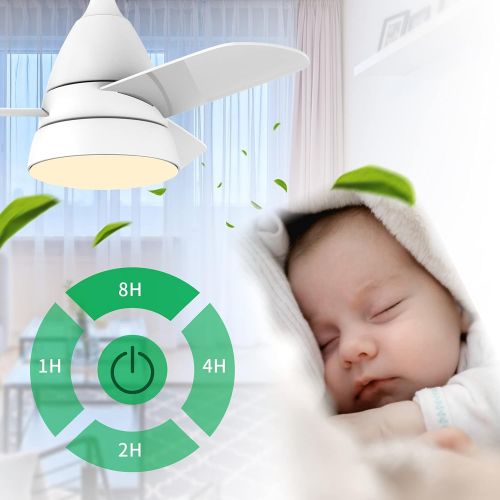  Small Ceiling Fans, Newday 36 Ceiling Fan with Lights and Remote, Modern Ceiling Fans with 3 Reversible Blades, DC Motor, for Kids Room or Other Indoor Use