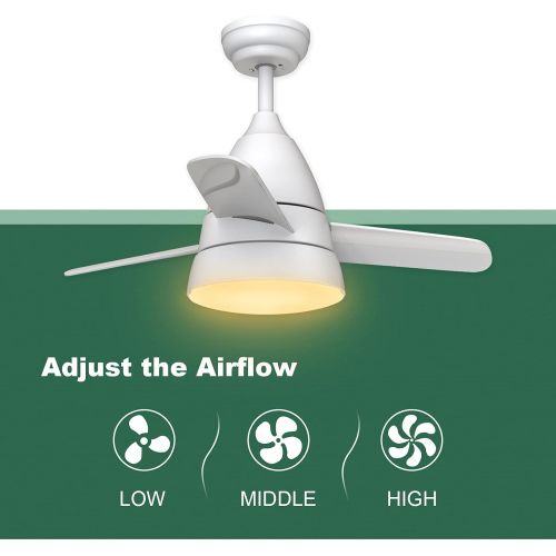  Small Ceiling Fans, Newday 36 Ceiling Fan with Lights and Remote, Modern Ceiling Fans with 3 Reversible Blades, DC Motor, for Kids Room or Other Indoor Use