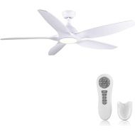 White Ceiling Fan, Newday 60 Ceiling Fans with Lights and Remote, Modern Large Ceiling Fans, Noiseless Reversible DC Motor, Big Indoor Ceiling Fans for Kitchen, Bedroom, Living Roo