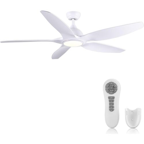  White Ceiling Fan, Newday 60 Ceiling Fans with Lights and Remote, Modern Large Ceiling Fans, Noiseless Reversible DC Motor, Big Indoor Ceiling Fans for Kitchen, Bedroom, Living Roo