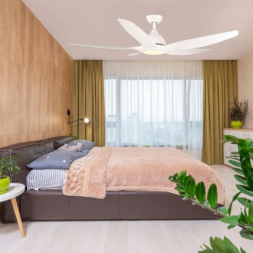  White Ceiling Fan, Newday 60 Ceiling Fans with Lights and Remote, Modern Large Ceiling Fans, Noiseless Reversible DC Motor, Big Indoor Ceiling Fans for Kitchen, Bedroom, Living Roo