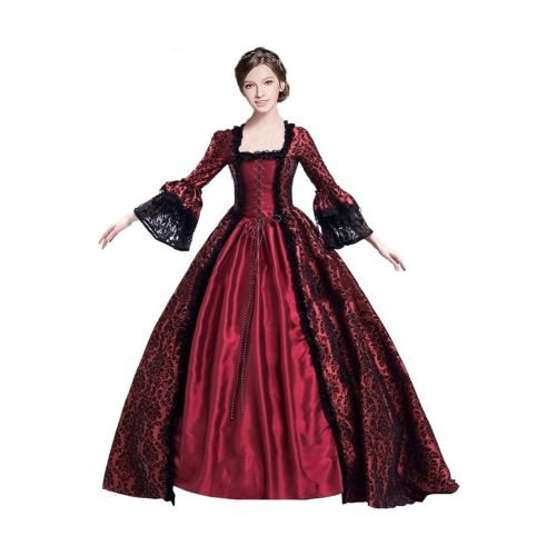  Newdong Womens Classic Gothic Vampire Dress Court Midnight Queen Princess Medieval Lolita Ball Gown